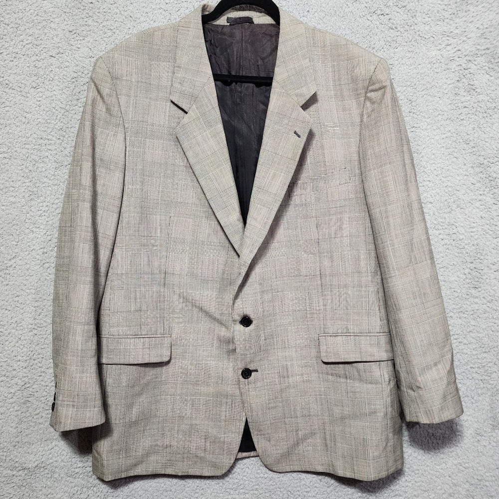 ItalUomo Roger Stuart Mens Glen Plaid Blazer Size‎ 48L 100% Wool Black Red
